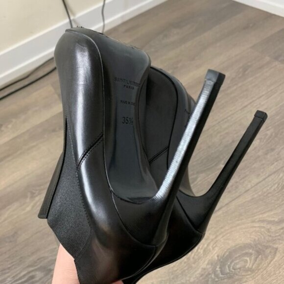 Saint Laurent YSL Classic Paris Ela 110 Ankle Boots Heels Stiletto Leather Black - Picture 12 of 15